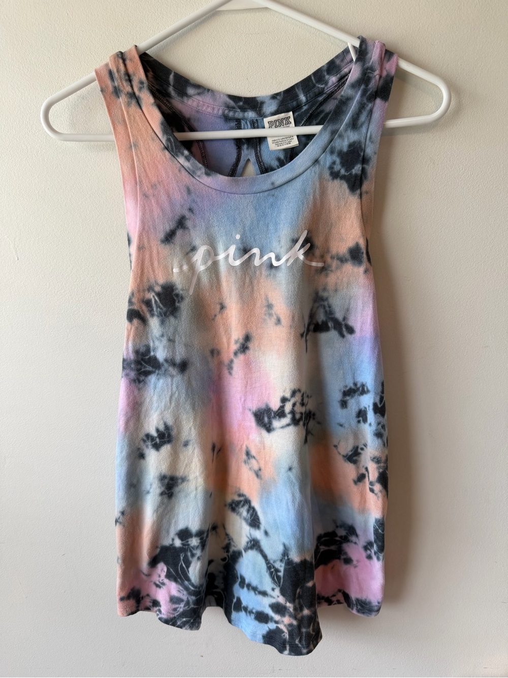 VS Pink Multicolor Tie Dye Open Back Tank Top S